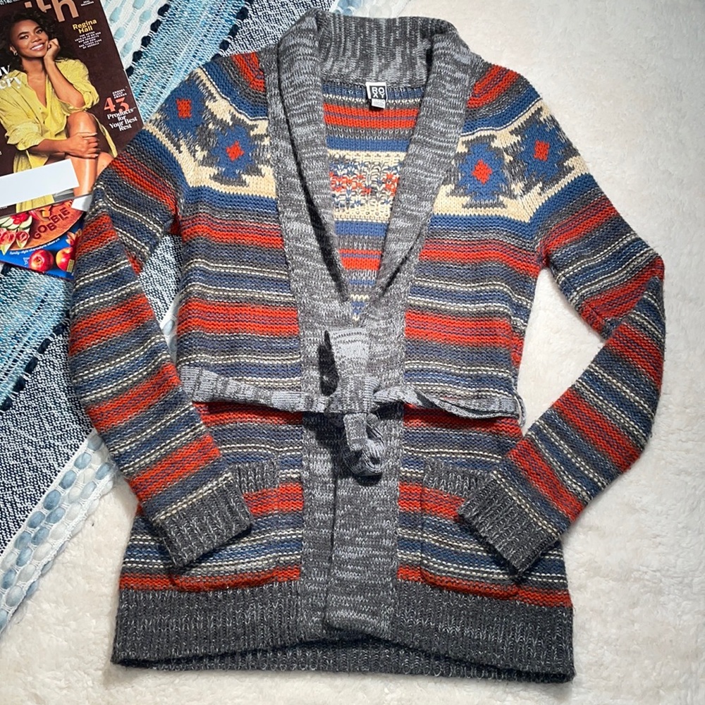 Roxy Tribal Print Cardigan w/ Belt